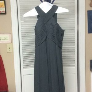 Gray chiffon full length gown